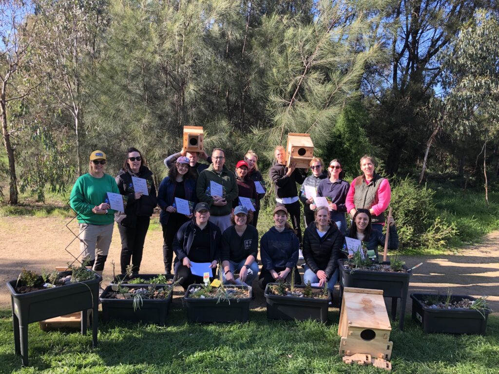 Coles staff with their finished Nature Blocks.